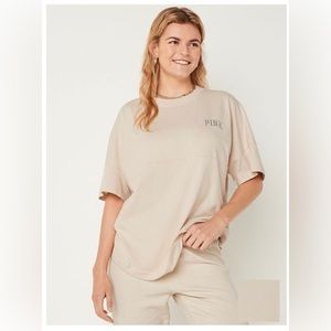 PINK Cotton Oversized T-Shirt with glitter/bling logo